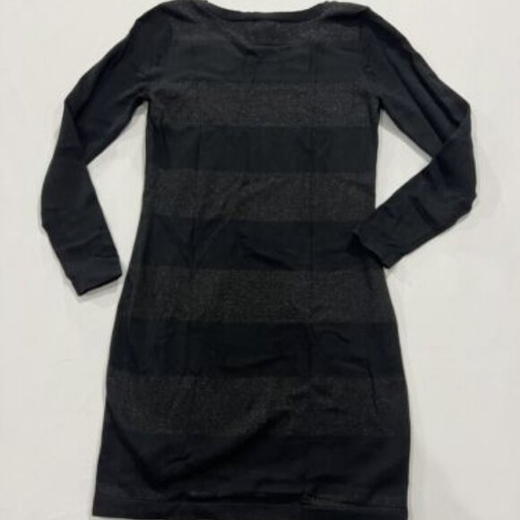 Women's BANANA REPUBLIC Black sparkly Stripe Midi Sweater Dress Sz Small - Picture 2 of 7